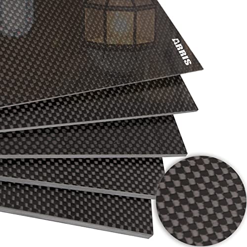 ARRIS 500X600X5MM Carbon Fiber Sheet, Avaialble in 0.5mm 1mm 1.5mm 2mm 2.5mm 3mm 3.5mm 4mm 4.5mm 6mm 100% 3K Carbon Fiber Plate Laminate Panel Board Plain Glossy